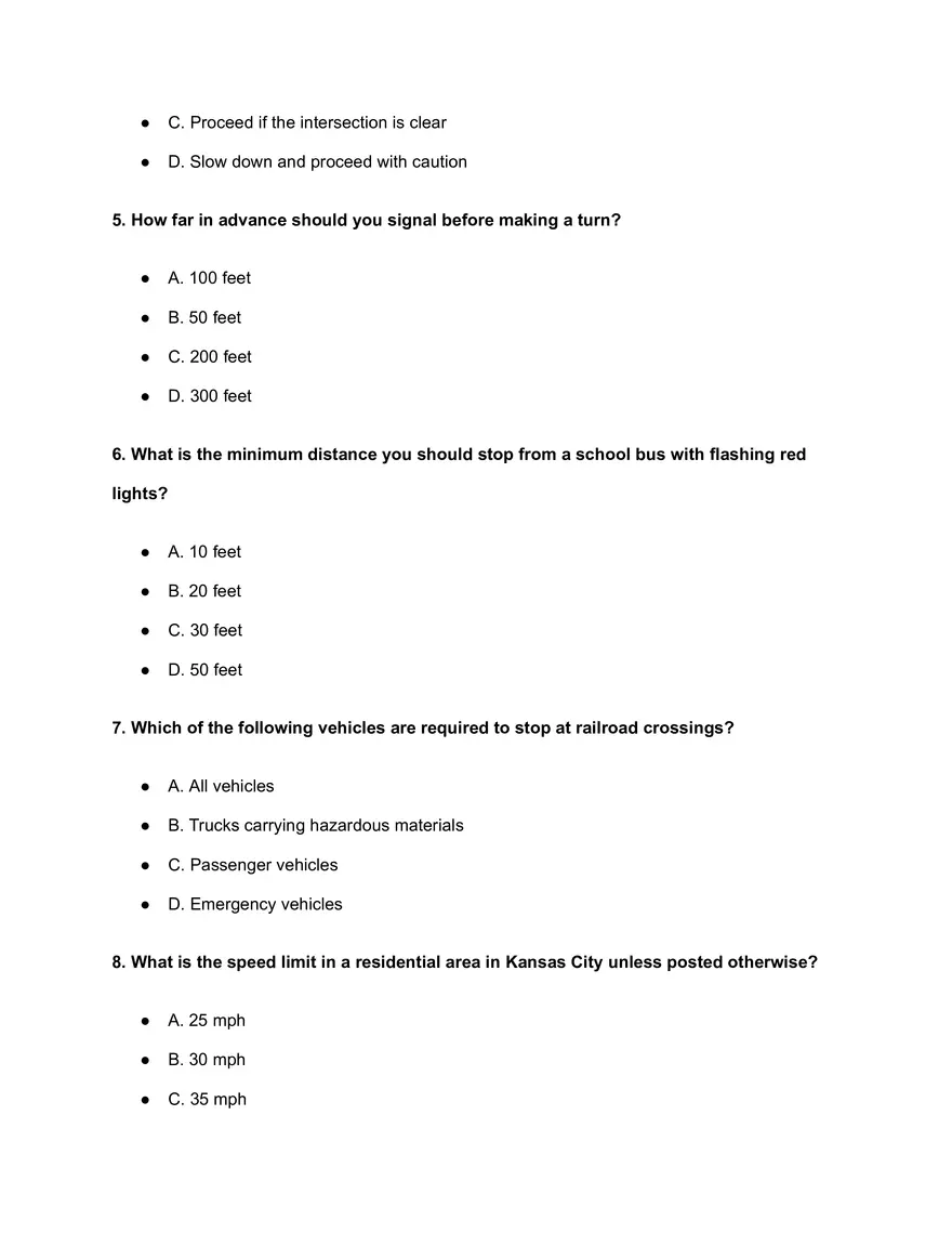 Kansas City DMV Permit Test Practice - Page 2