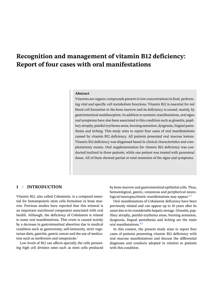 Report of Four Cases With Oral Manifestations - Page 1
