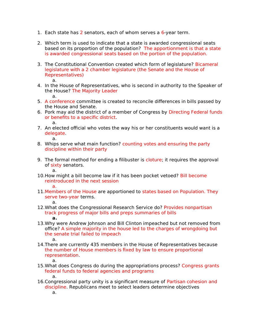 Structure and Functions of the U.S. Congress - Page 1