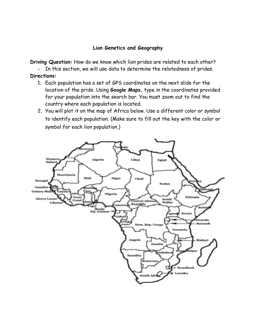 Lion Genetics and Geography - Page 1
