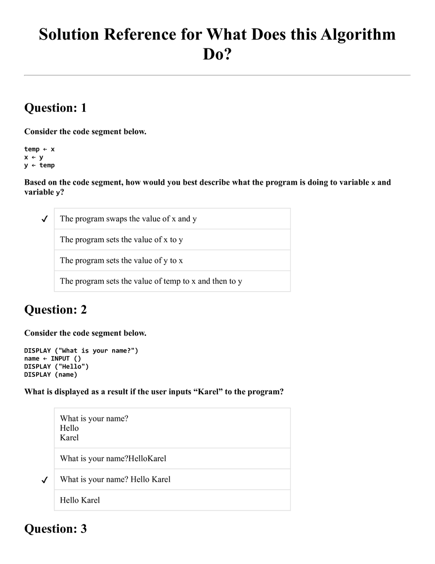 Analyzing the Purpose of an Algorithm - Page 1