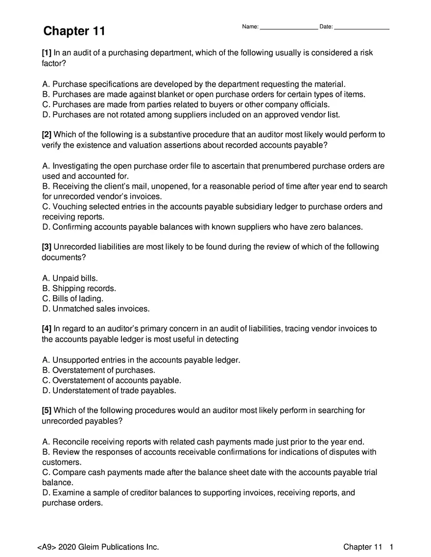 Chapter #11 Quiz - Page 1