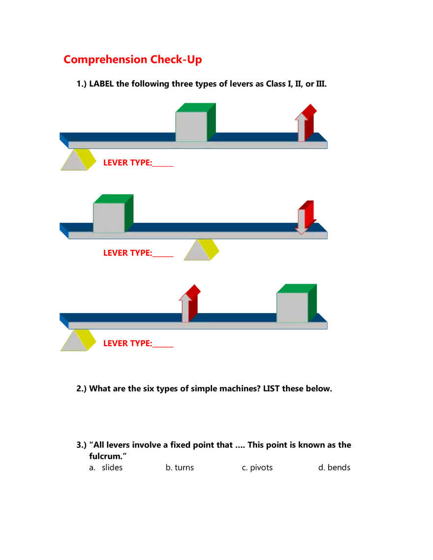 Physical Science Lab the Lever Other Simple Machines #1 - Page 3