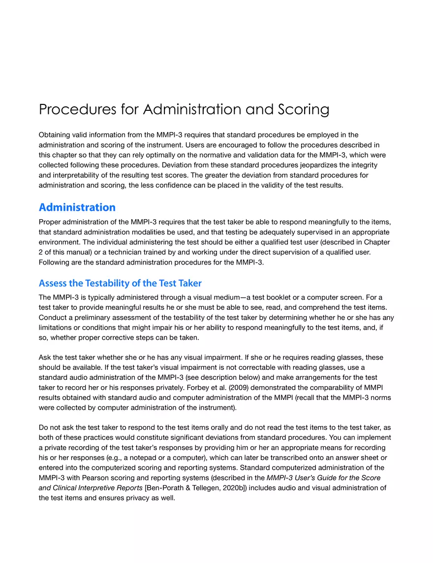 Procedures for Administration and Scoring - Page 1
