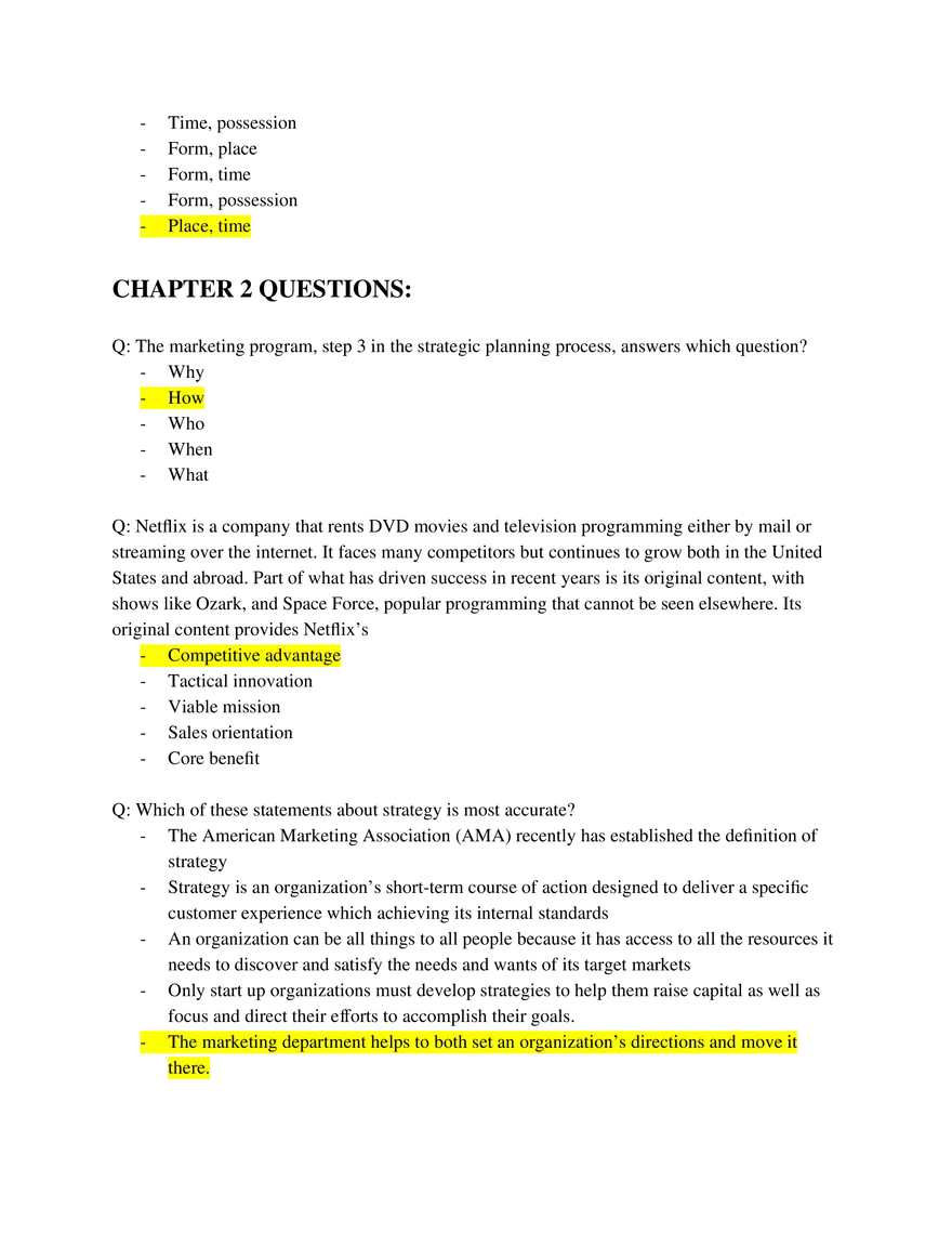 Marketing Fundamentals Midterm Answer Key Part 1 - Page 7