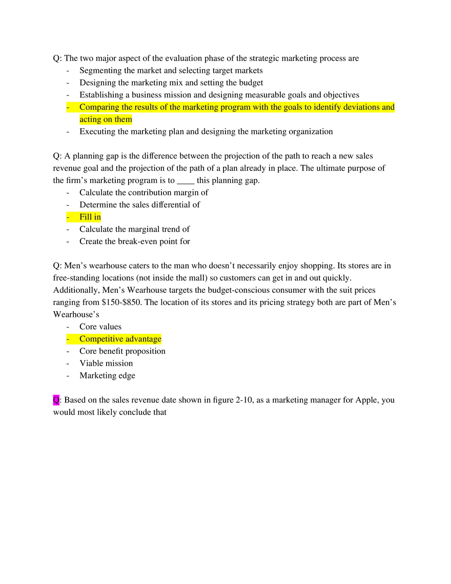 Marketing Fundamentals Midterm Answer Key Part 1 - Page 8