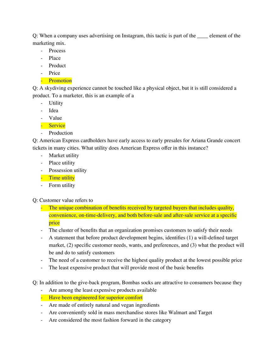 Marketing Fundamentals Midterm Answer Key Part 1 - Page 4