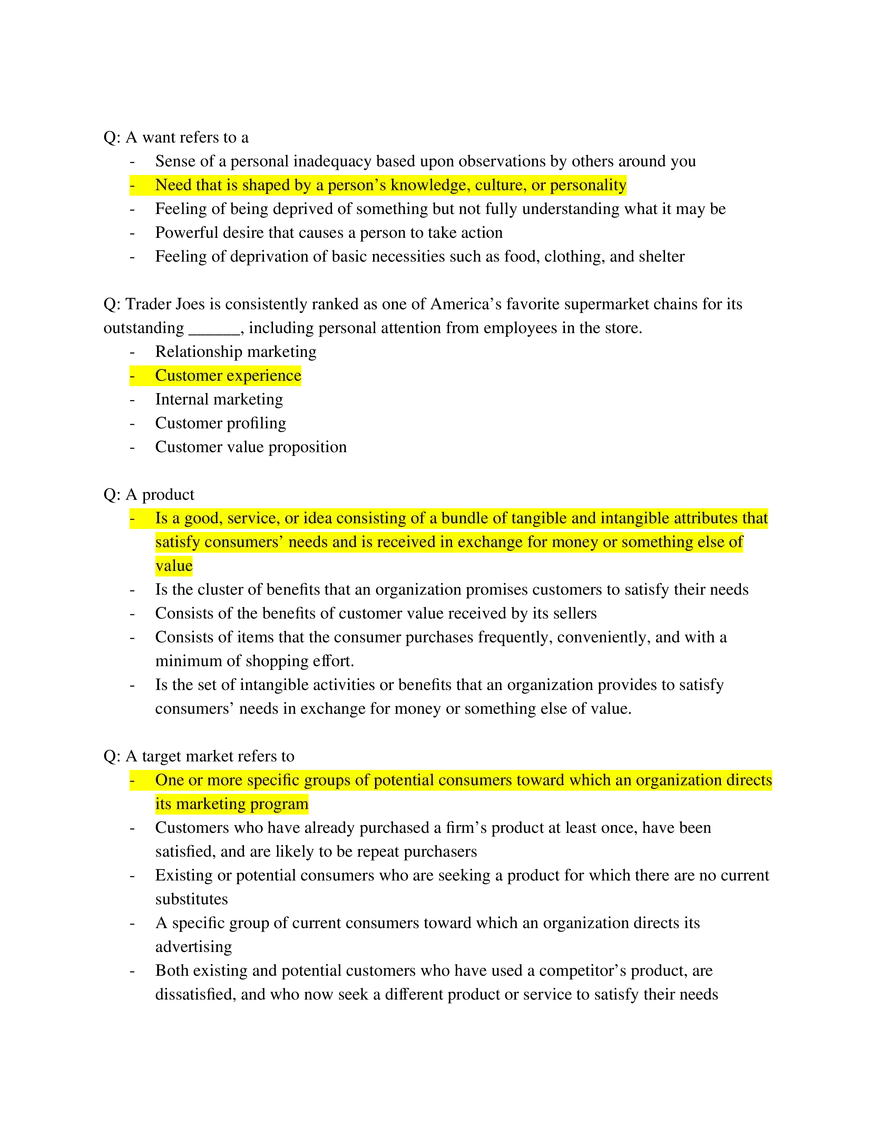 Marketing Fundamentals Midterm Answer Key Part 1 - Page 5
