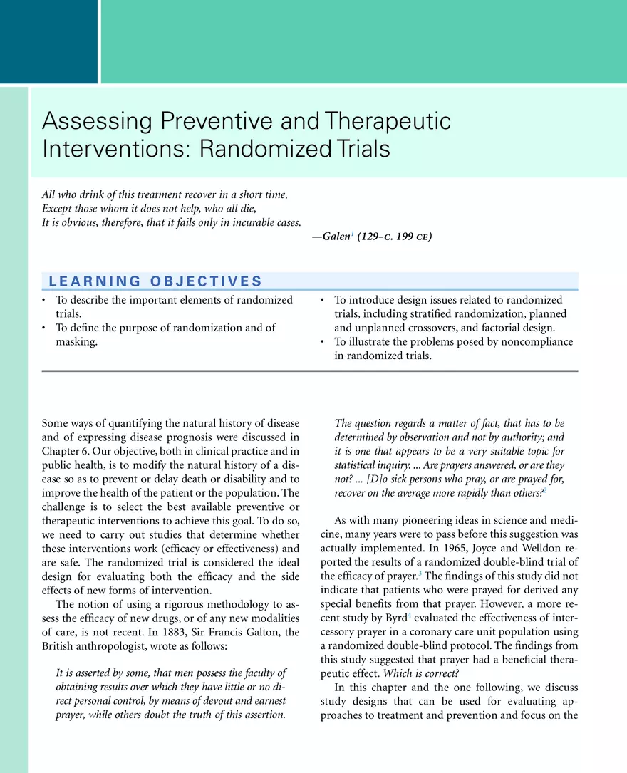 Assessing Preventive and Therapeutic Interventions - Randomized Trials - Page 1
