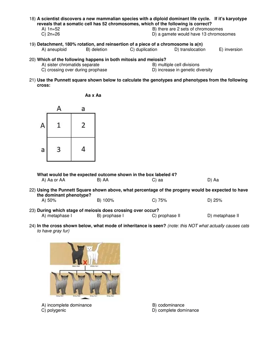 Basic Genetics and Evolution Multiple Choice Questions - Page 3