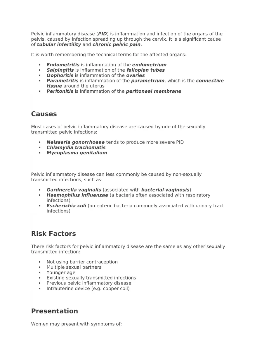 Pelvic Inflammatory Disease and Related Inflammatory Conditions - Page 1