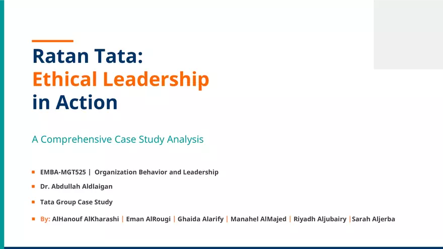 Ratan Tata Ethical Leadership - Page 1