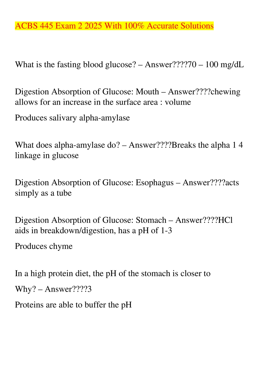 ACBS 445 Exam 2 2025 With 100% Accurate Solutions - Page 1