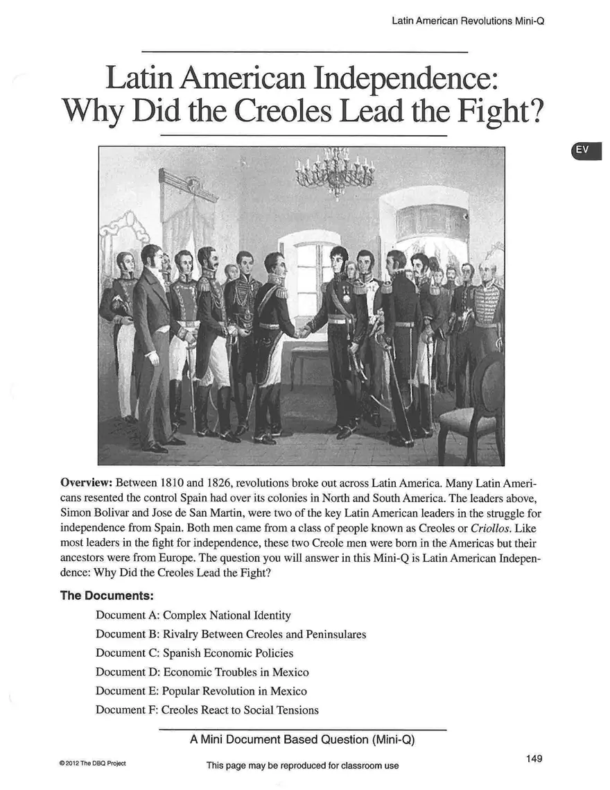 Latin American Revolutions Mini-Q - Page 1