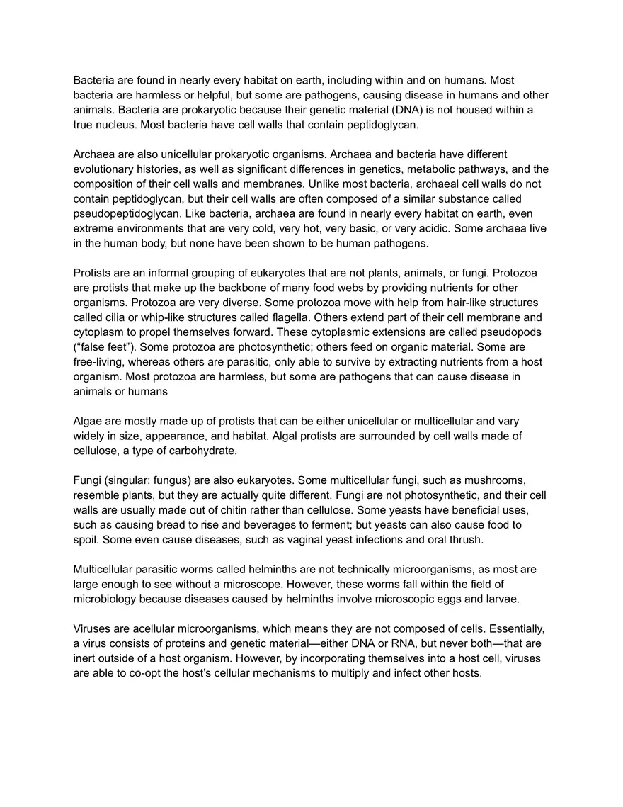 Characteristics and Roles of Bacteria - Page 1