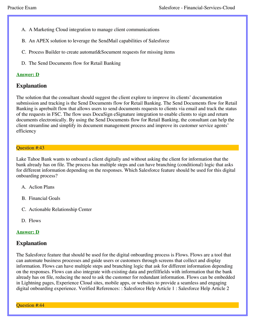 Salesforce Financial Services Cloud Exam Answers 3 - Page 7