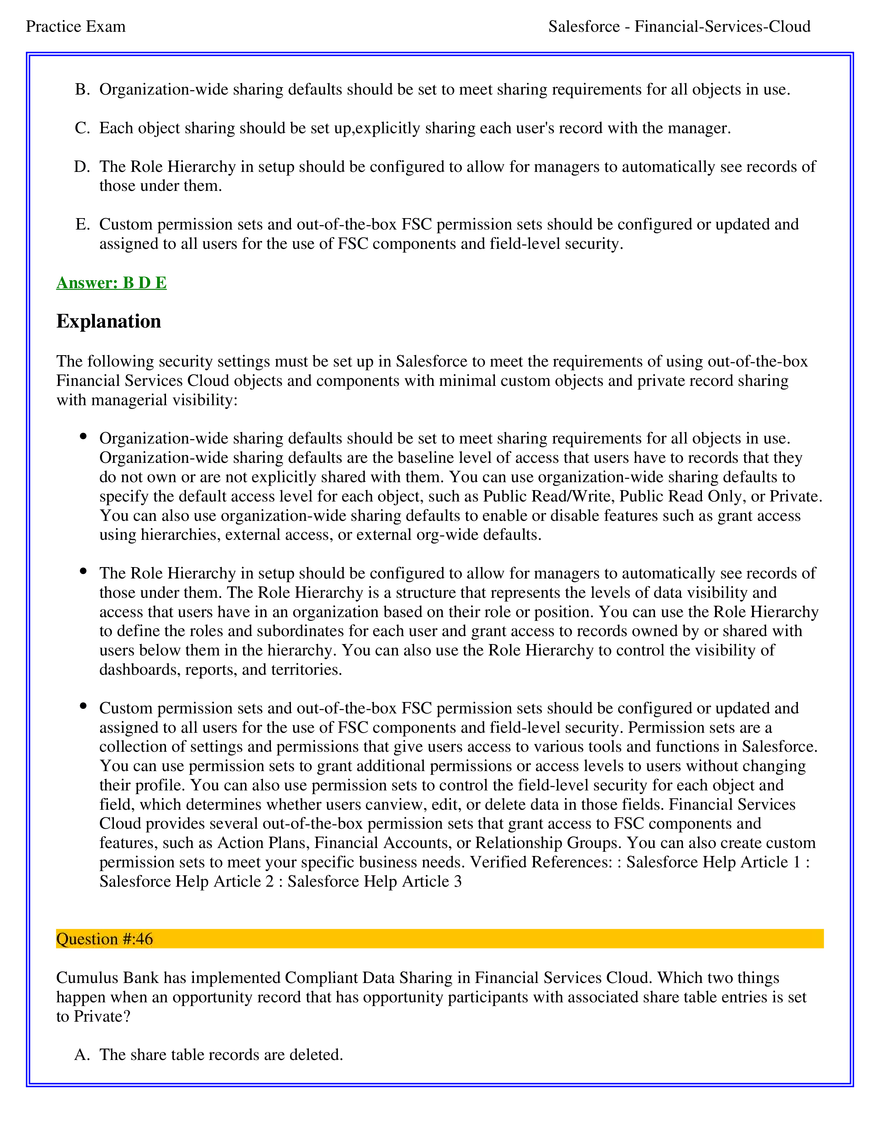 Salesforce Financial Services Cloud Exam Answers 3 - Page 9