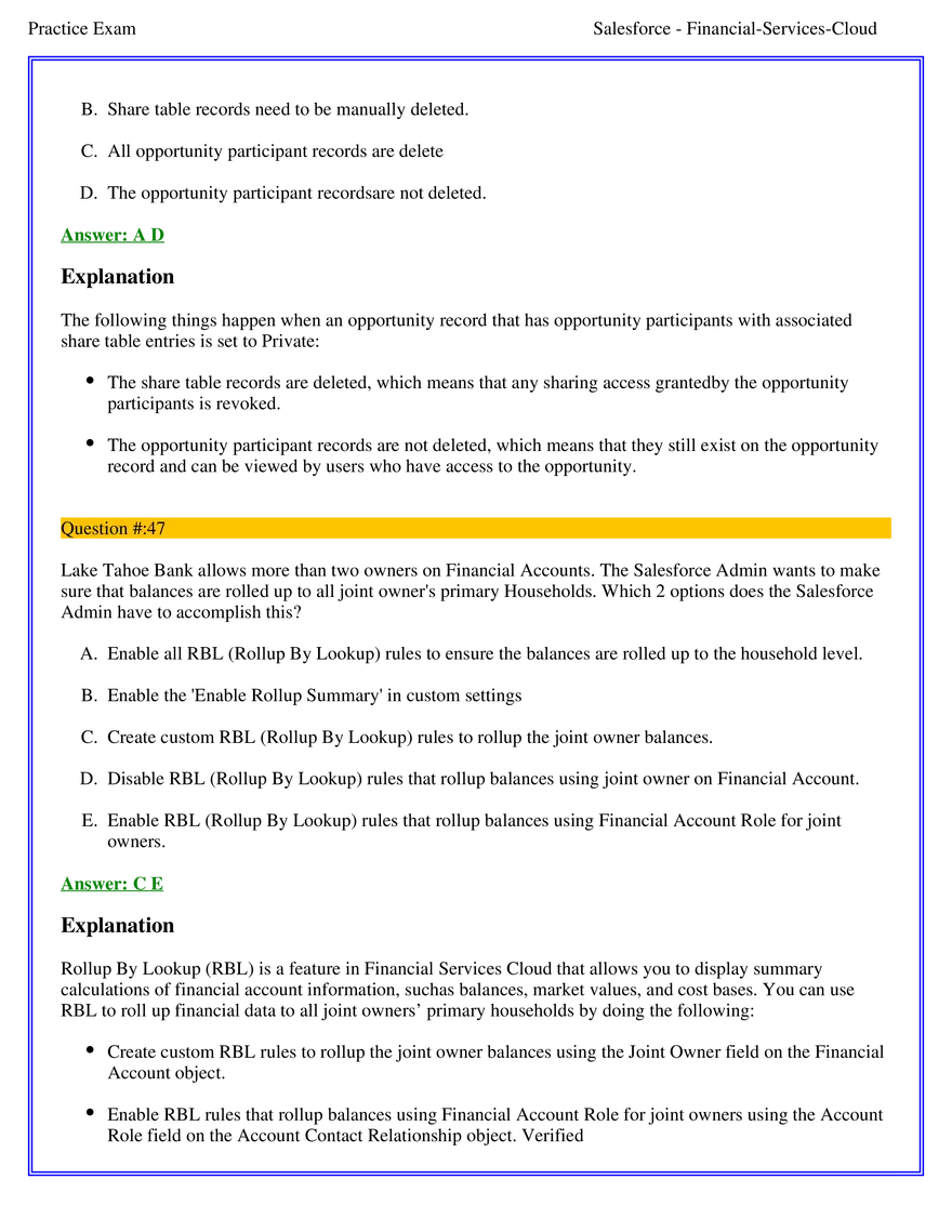 Salesforce Financial Services Cloud Exam Answers 3 - Page 10