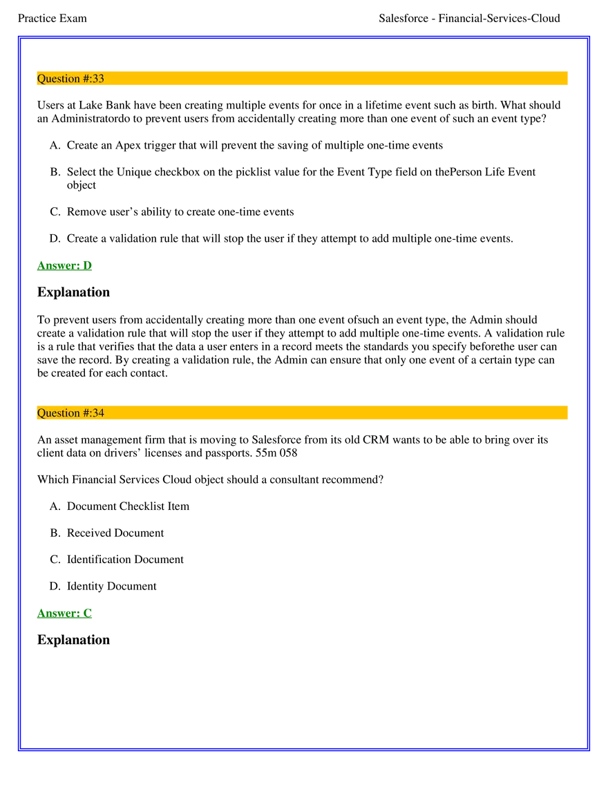 Salesforce Financial Services Cloud Exam Answers 3 - Page 1