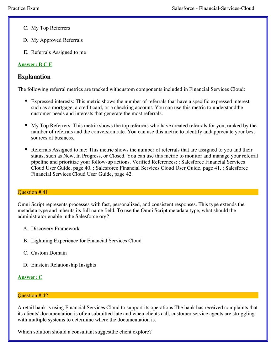 Salesforce Financial Services Cloud Exam Answers 3 - Page 6
