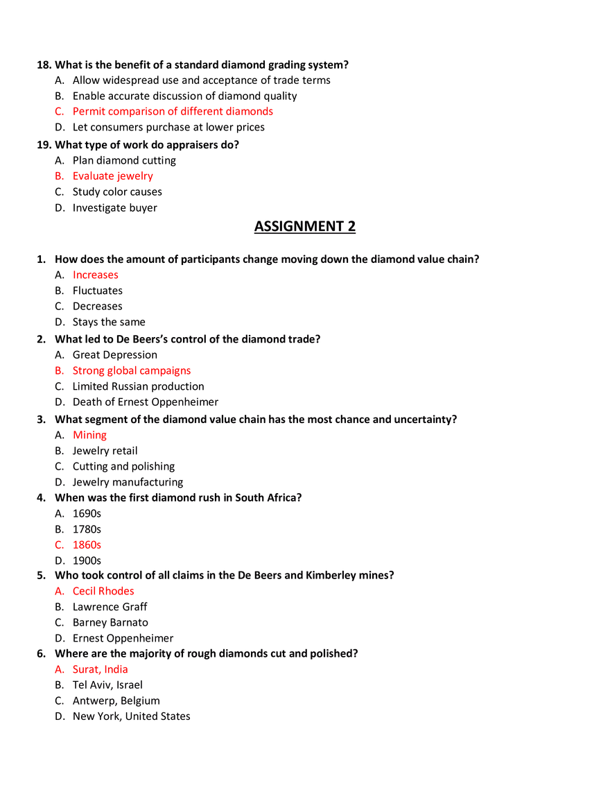 Diamond Industry Knowledge Quiz - Page 3