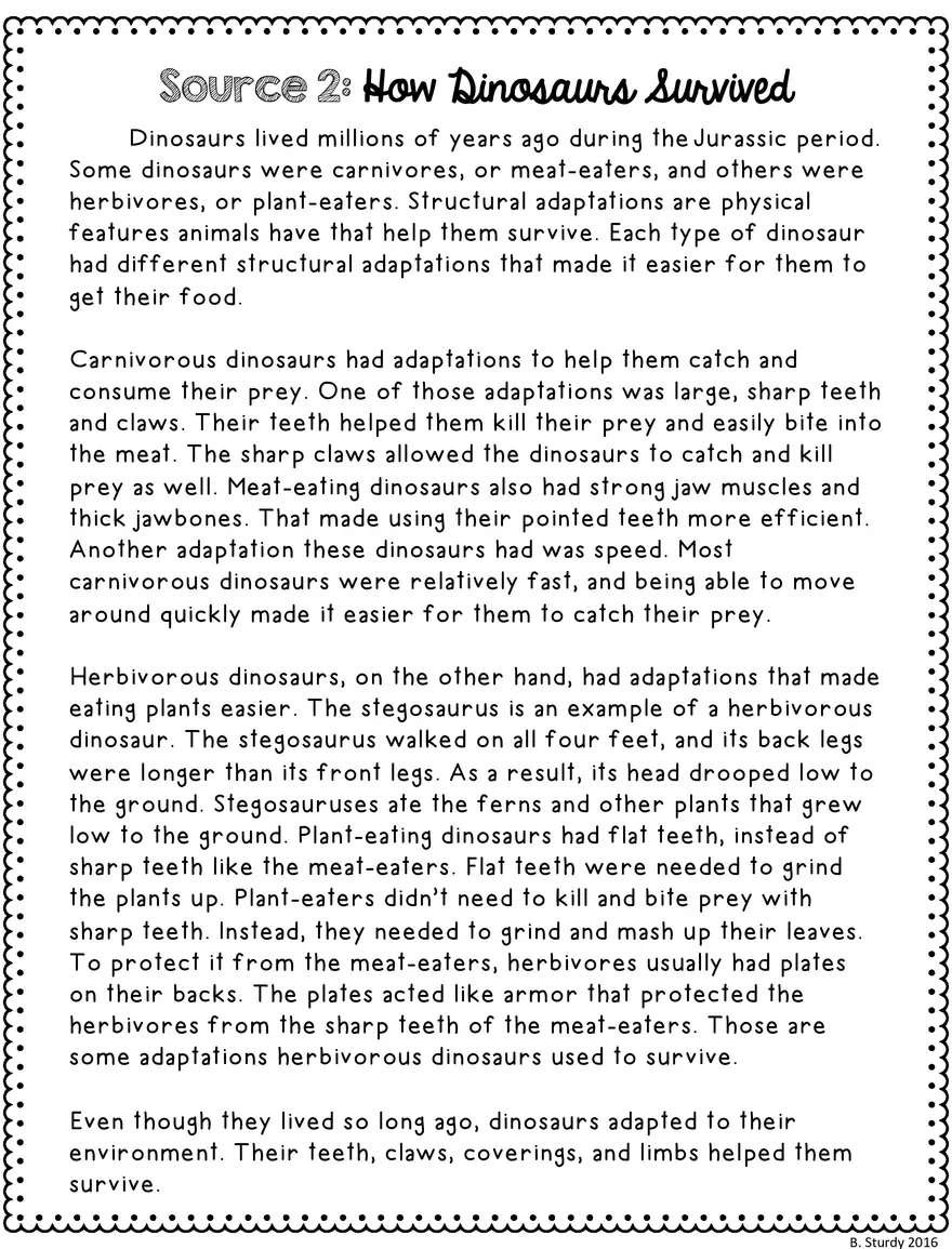 Structural Adaptations of Dinosaurs for Survival - Page 1