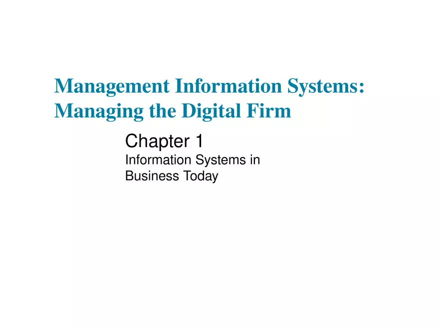 Information Systems in Business Today Lecture 1 - Page 1