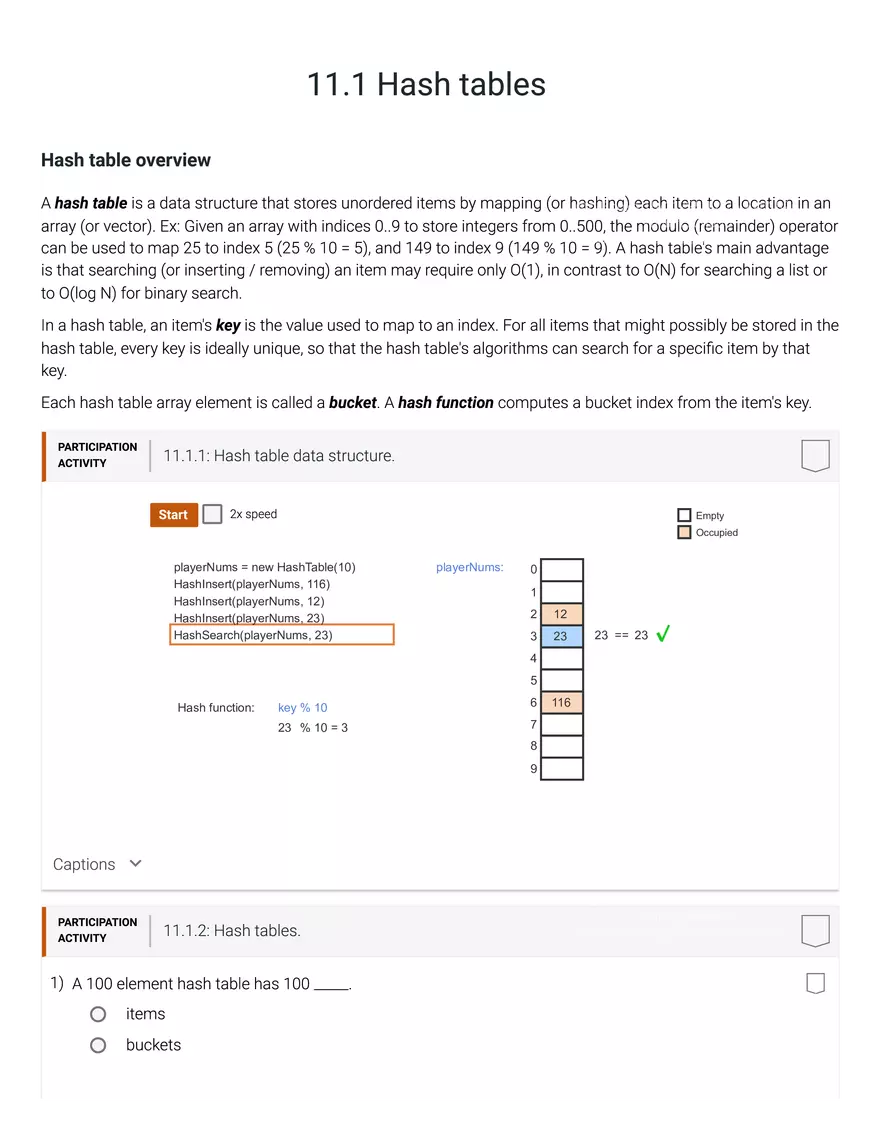 11.1 Hash Tables - Page 1