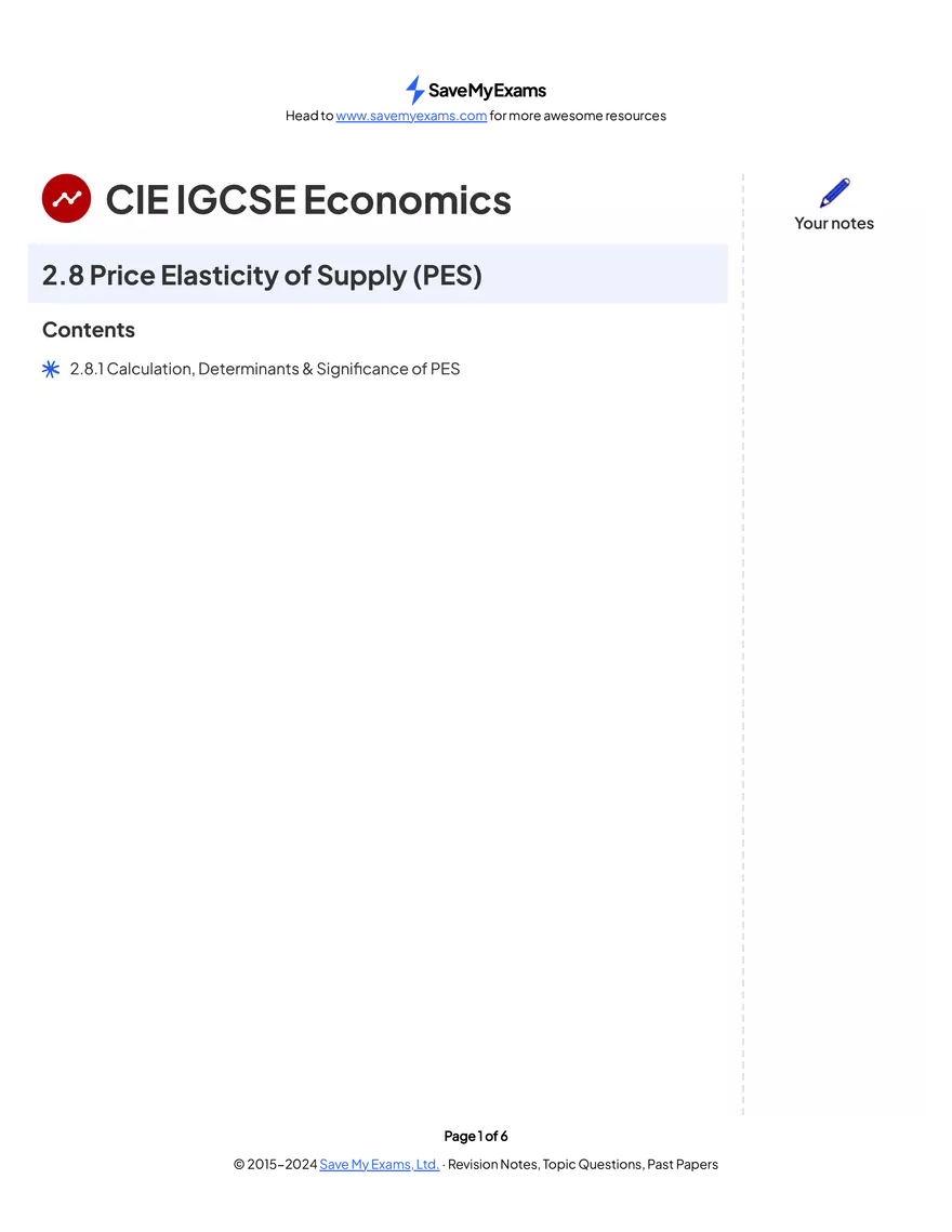 Price Elasticity Of Supply (Extra) - Page 1