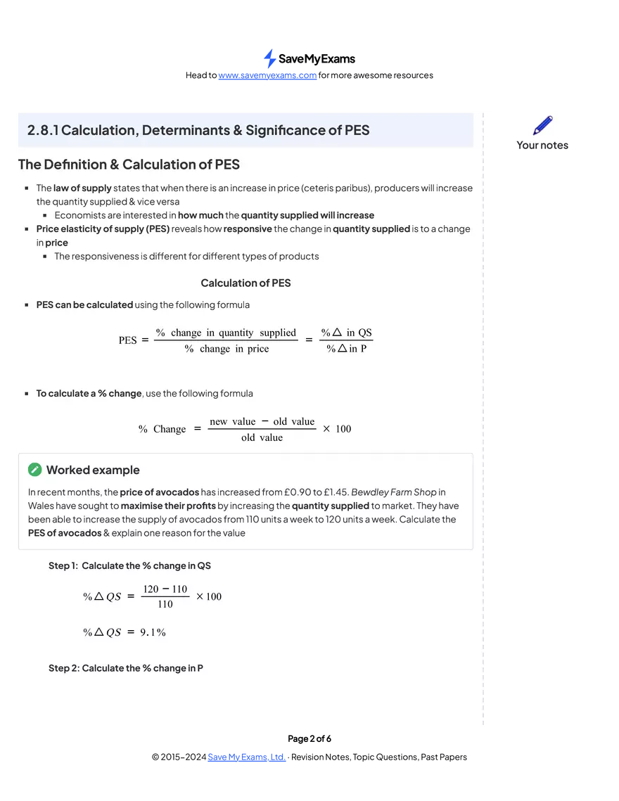 Price Elasticity Of Supply (Extra) - Page 2