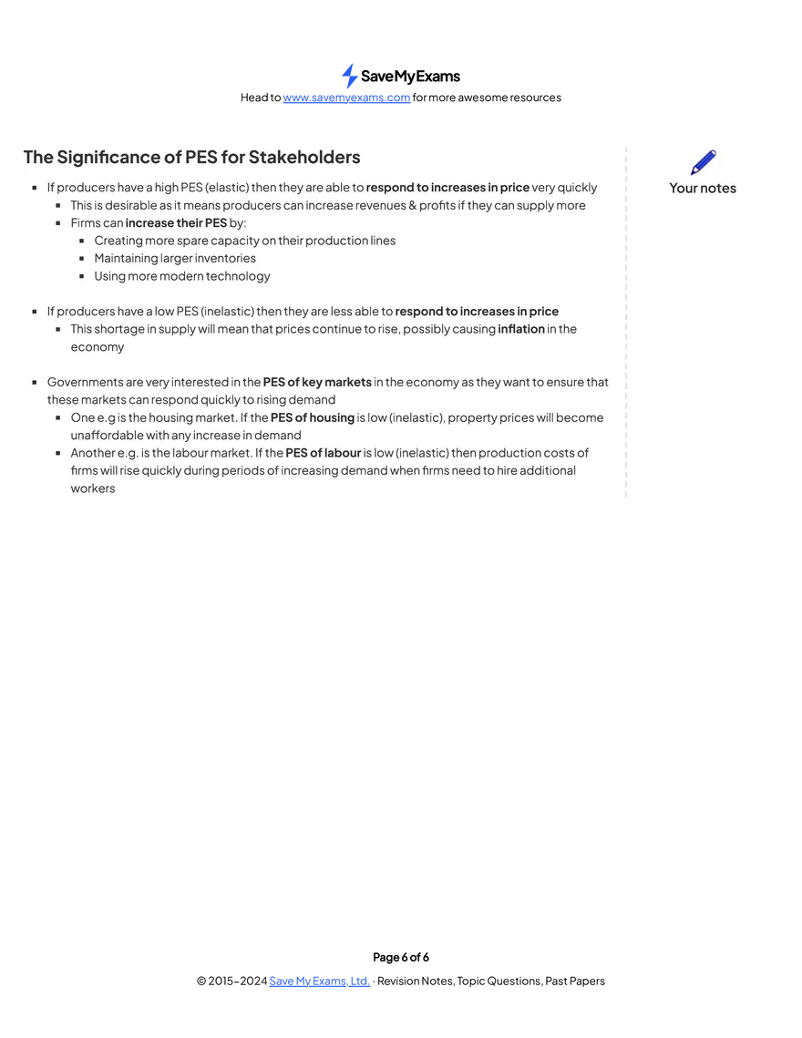 Price Elasticity Of Supply (Extra) - Page 6