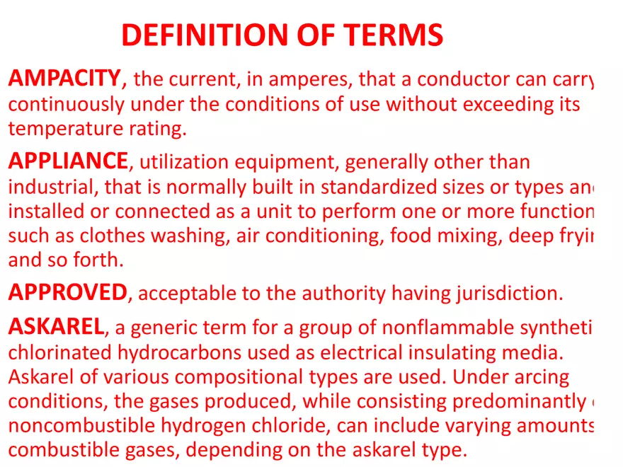 Definitions of Electrical and Equipment Terms - Page 1