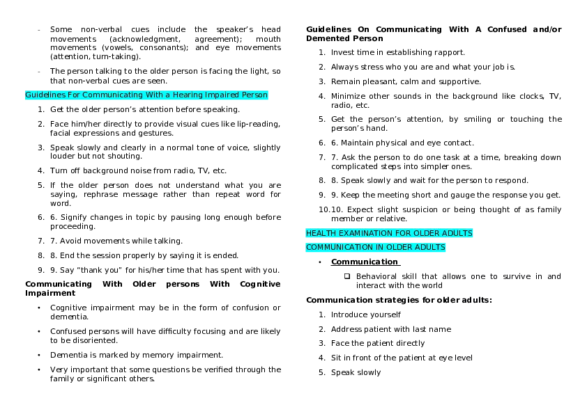 Techniques in Conducting an Assessment of Older Adults - Page 2