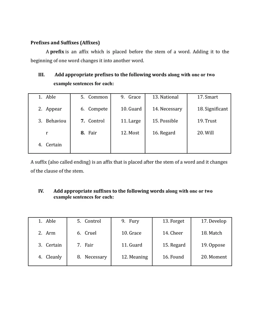 Synonyms - Antonyms - Prefix - Suffix - Page 2