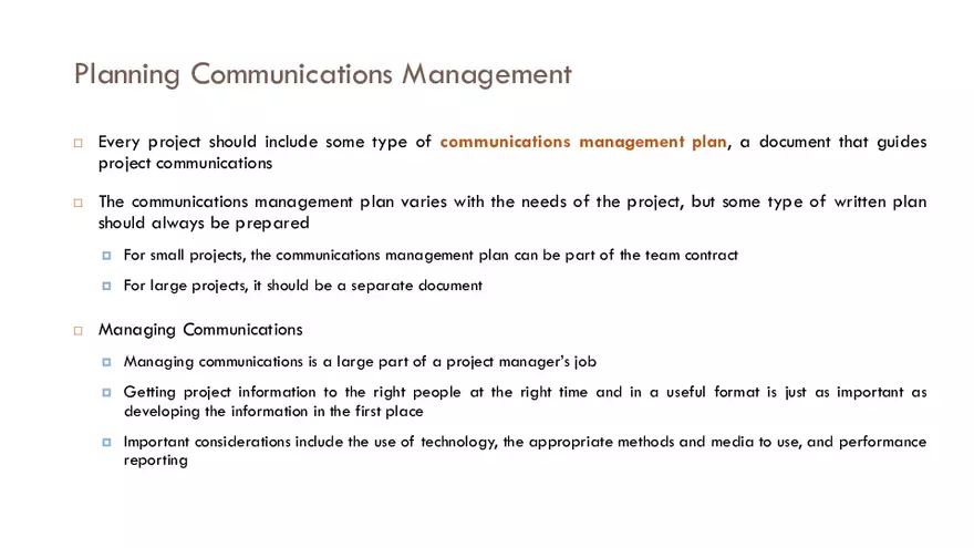 Planning Communications Management Guide - Page 1