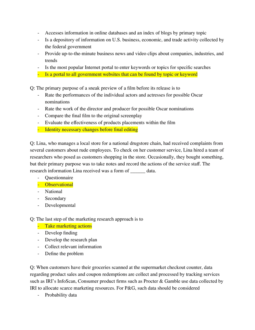 Marketing Fundamentals Midterm Answer Key Part 3 - Page 9