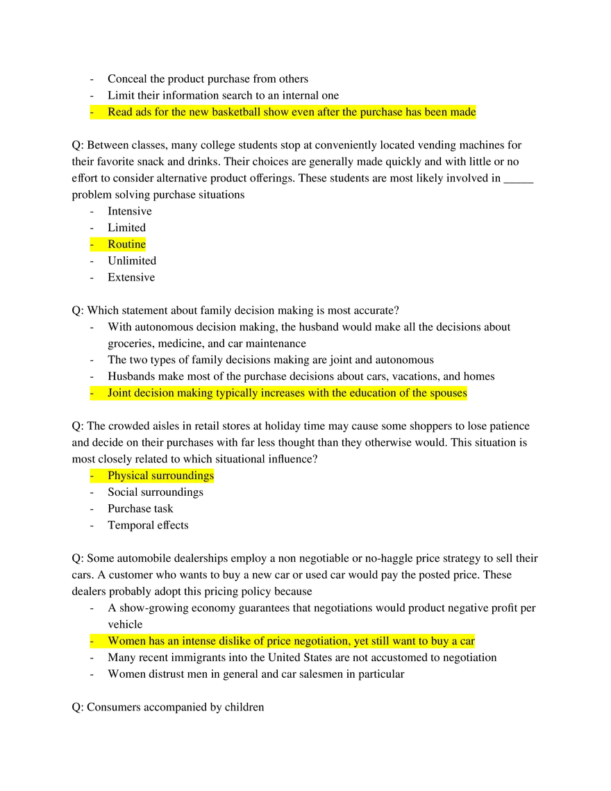 Marketing Fundamentals Midterm Answer Key Part 3 - Page 2