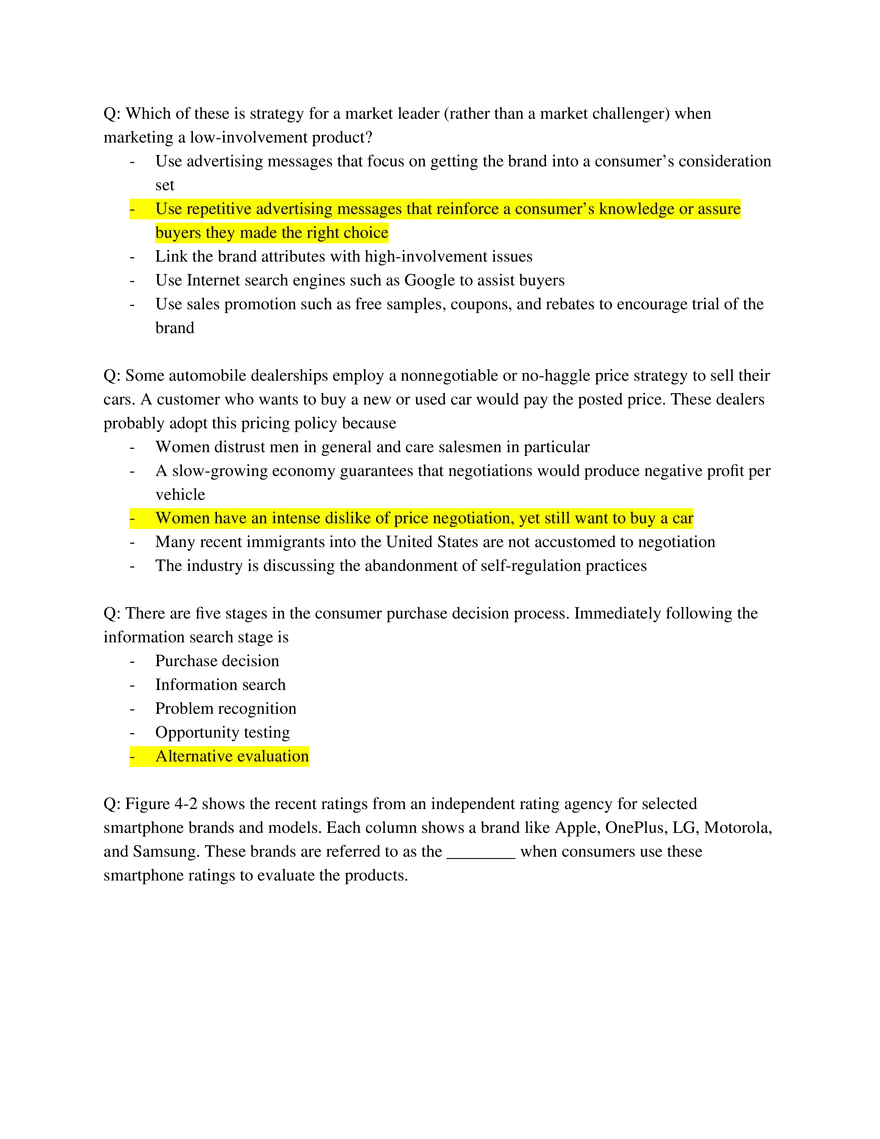 Marketing Fundamentals Midterm Answer Key Part 3 - Page 6