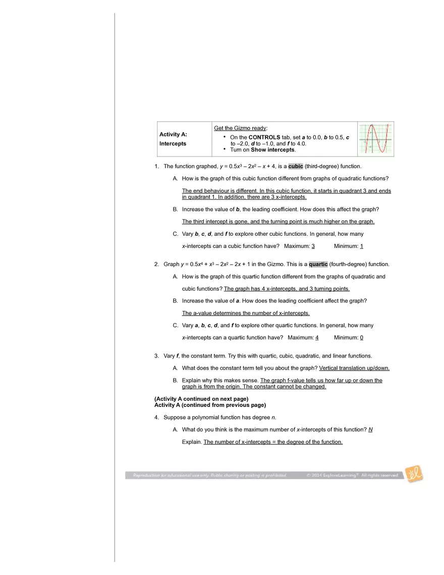 Student Exploration: Graphs of Polynomial Functions - Page 2