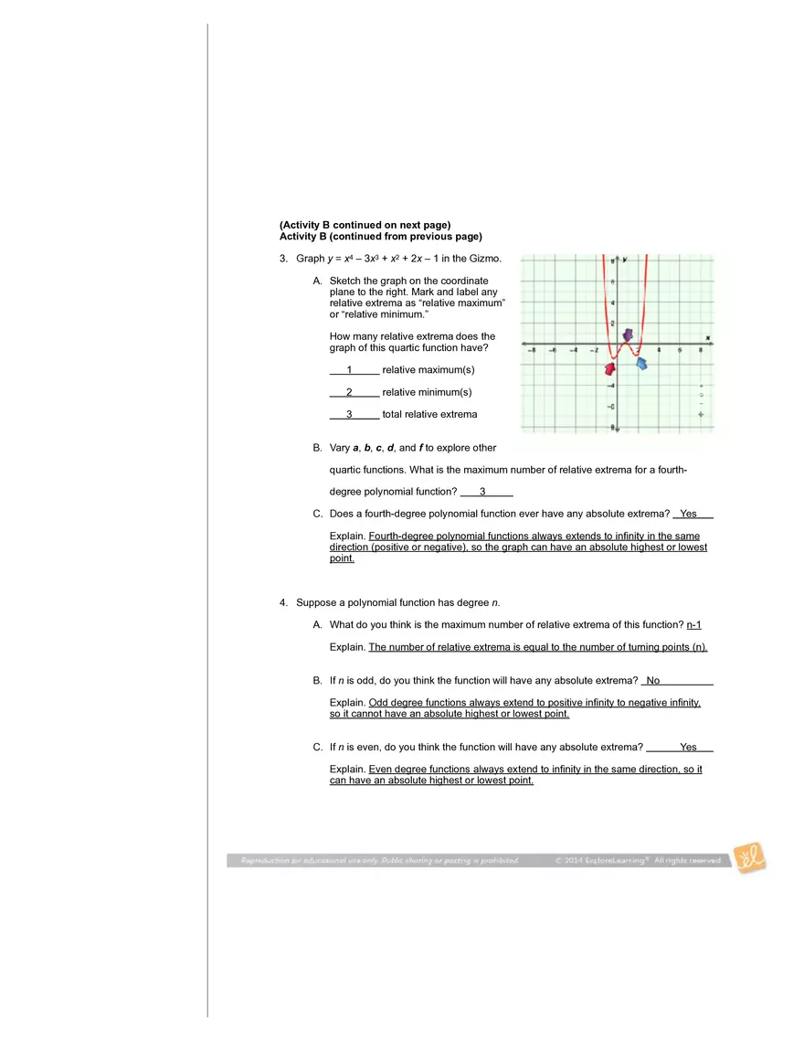 Student Exploration: Graphs of Polynomial Functions - Page 5