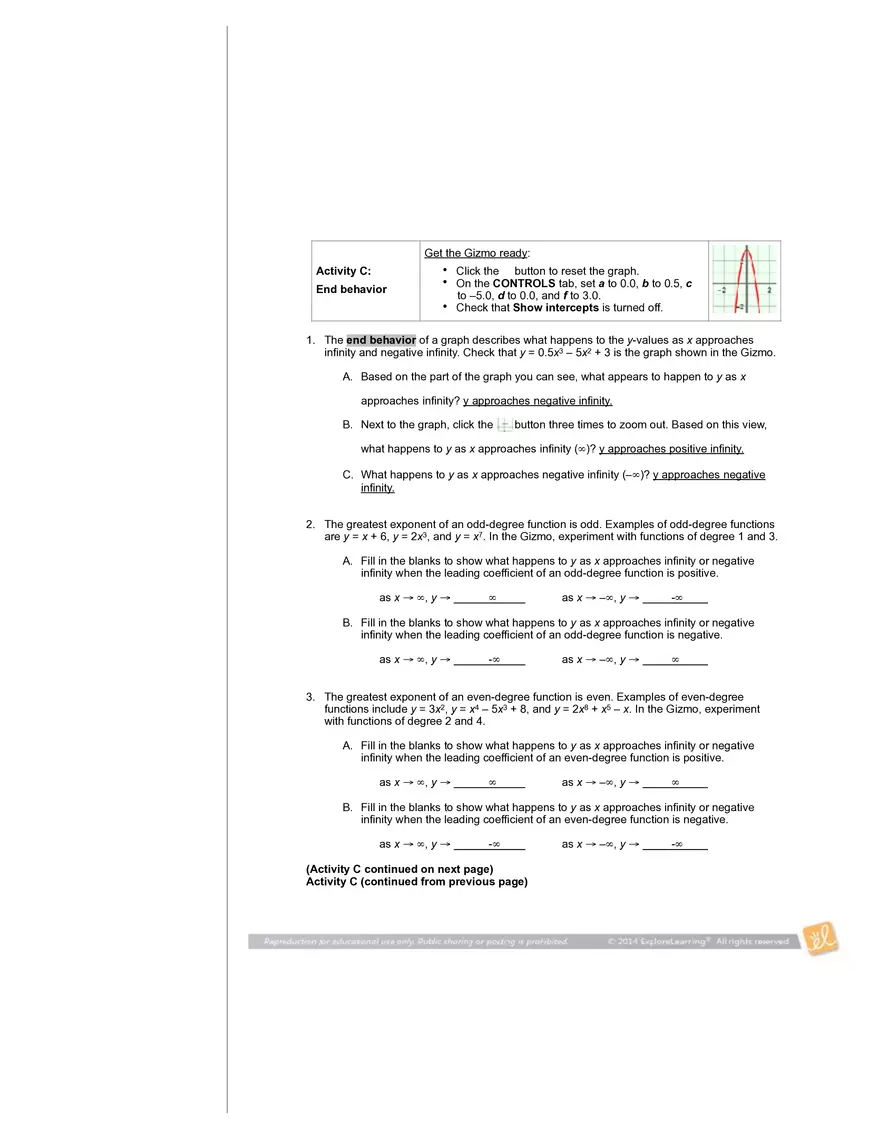 Student Exploration: Graphs of Polynomial Functions - Page 6