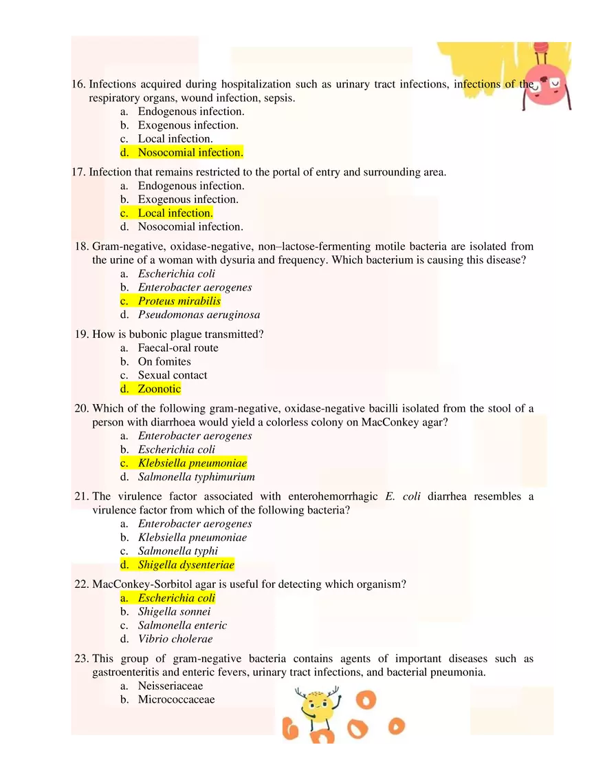 Medical Microbiology Test Bank 1 Answer Key - Page 3