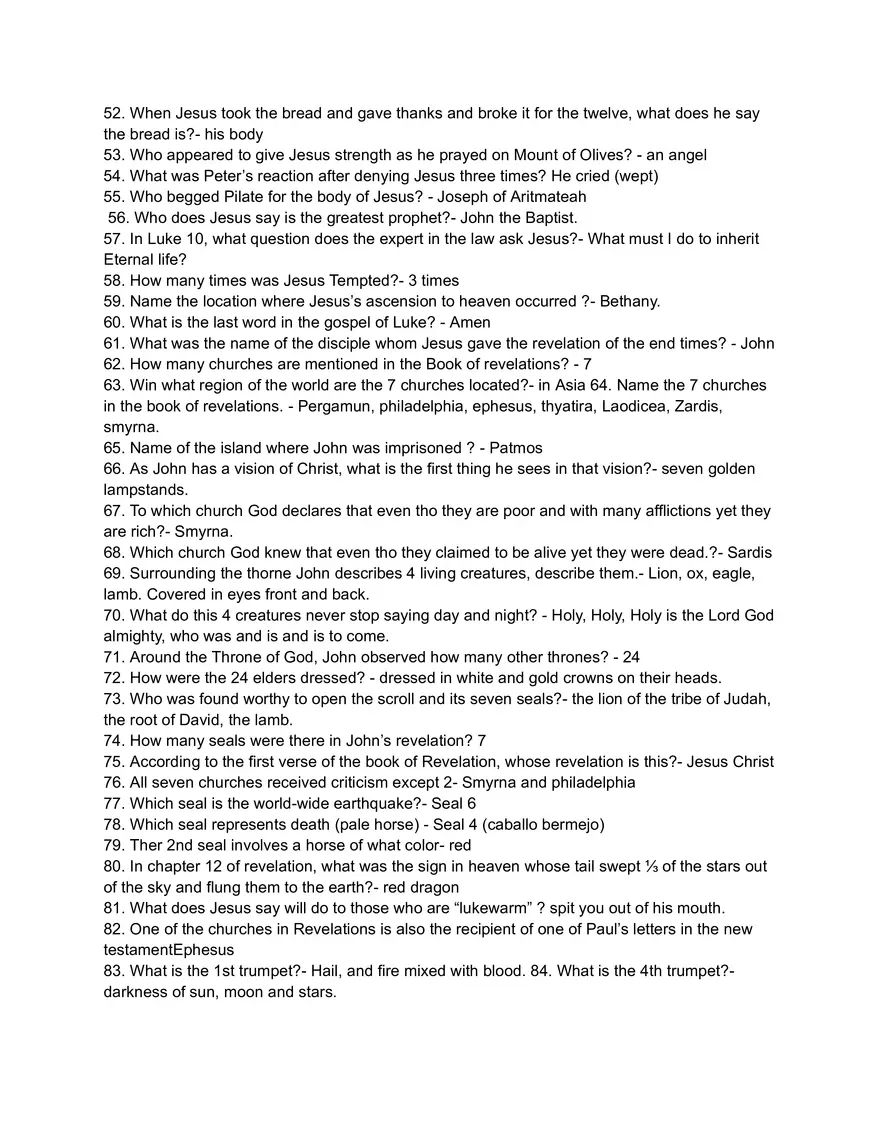 Key Events and Teachings in the Gospel of Luke and Revelation - Page 1