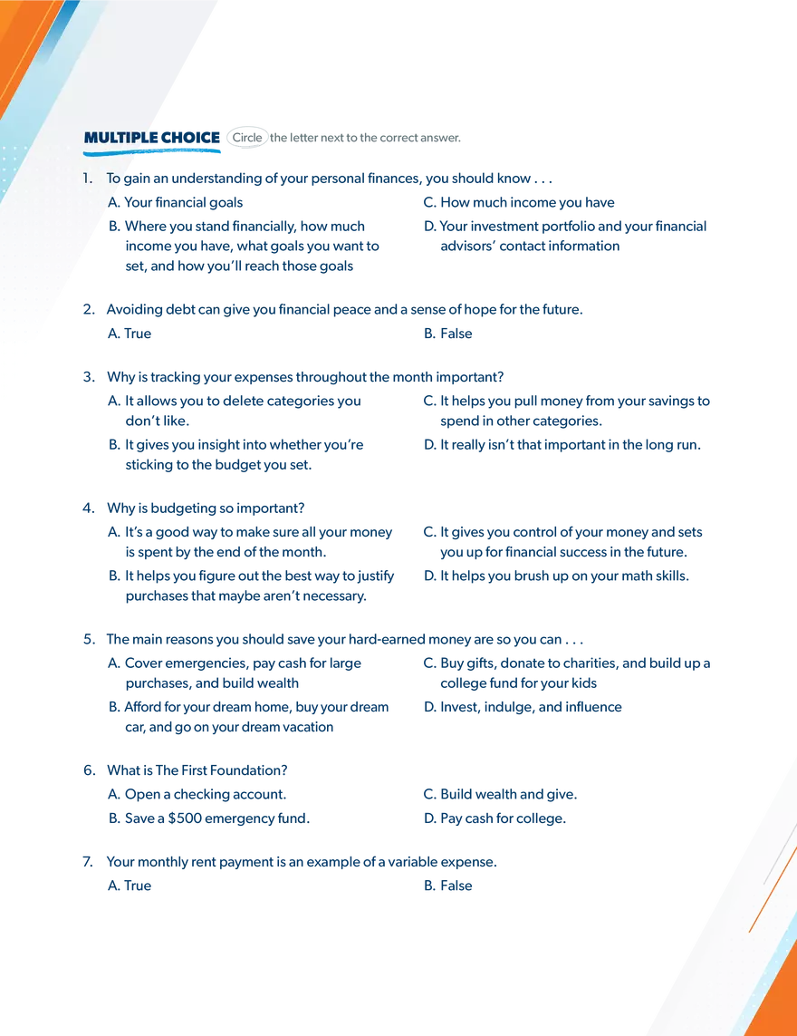 Understanding of Your Personal Finances - Page 1