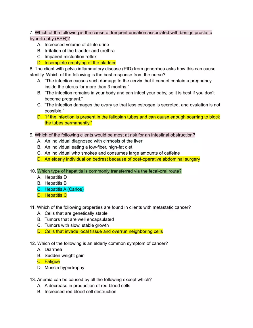 Spinal Cord Injuries Answer Key - Page 2