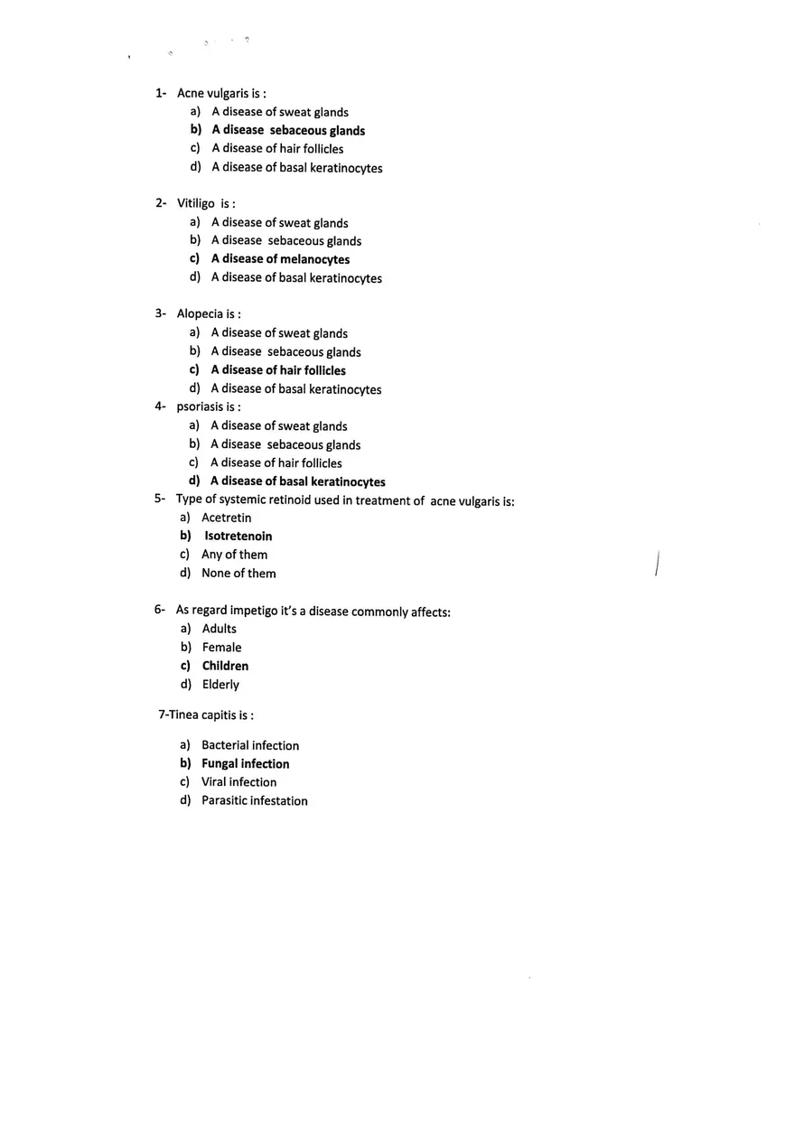 Common Dermatological Disorders and Their Characteristics - Page 1
