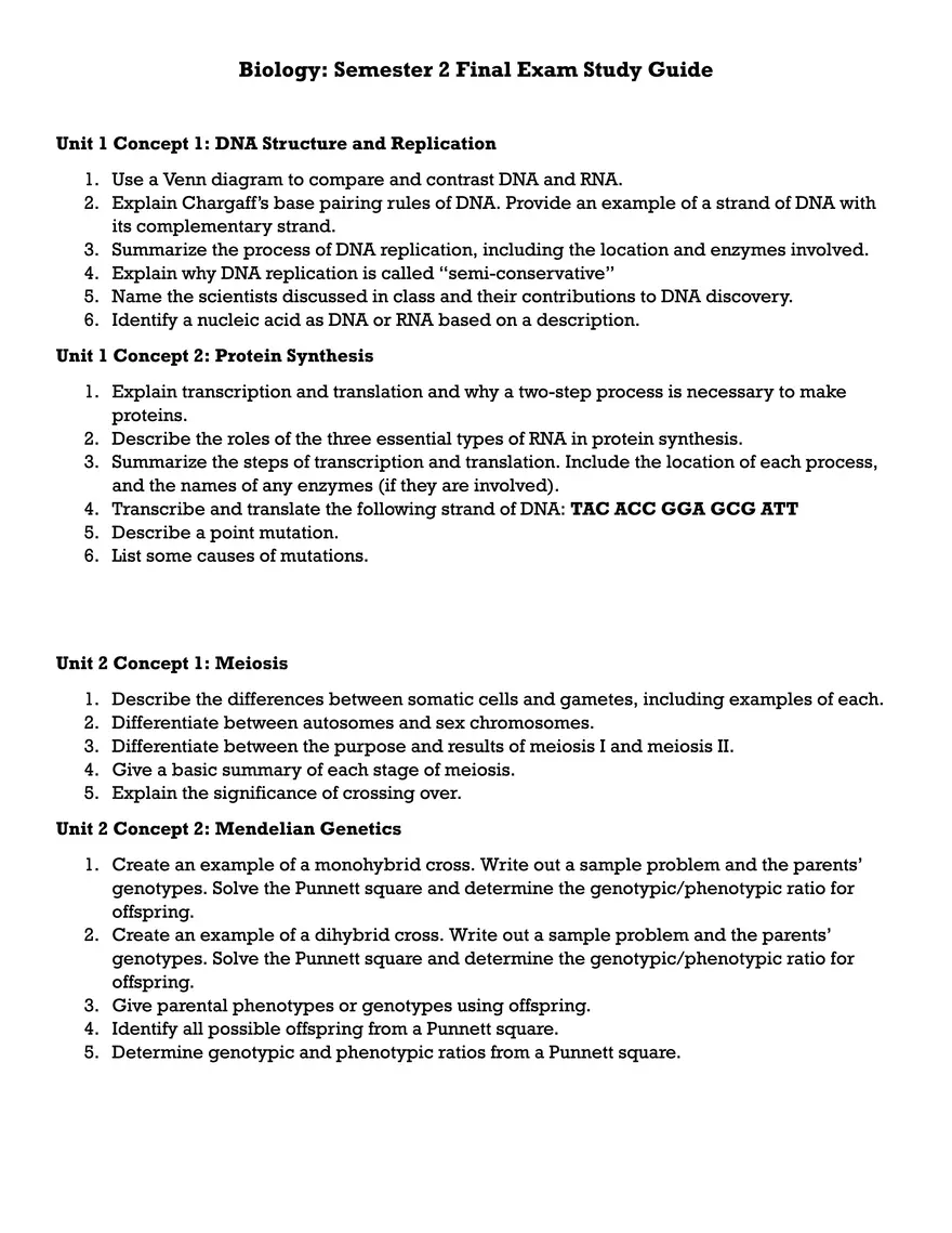 Concept 1 - DNA Structure and Replication - Page 1