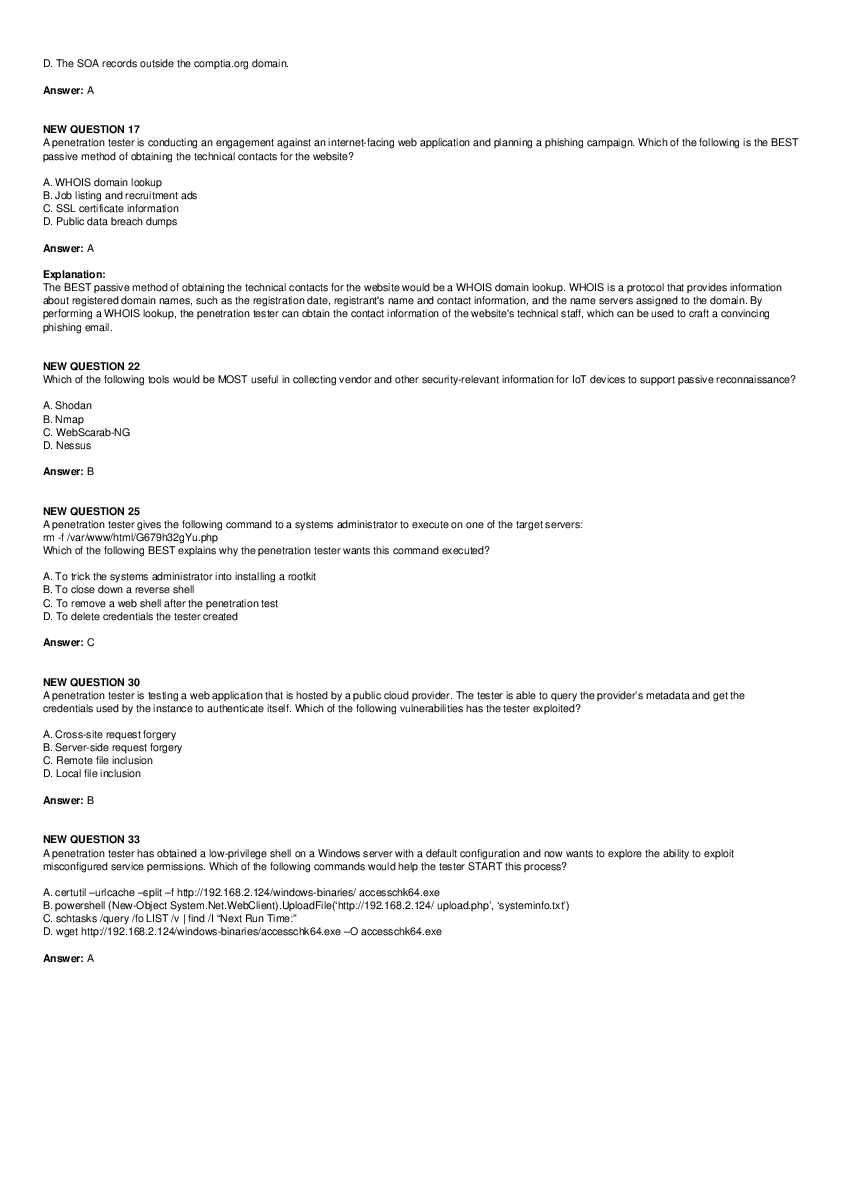 Penetration Testing Techniques and Tools Scenario-Based Questions - Page 3