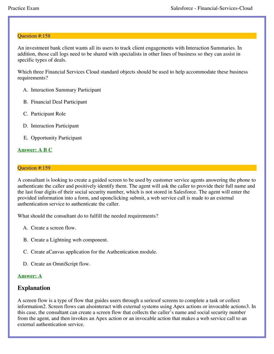 Salesforce Financial Services Cloud Exam Answers 10 - Page 3