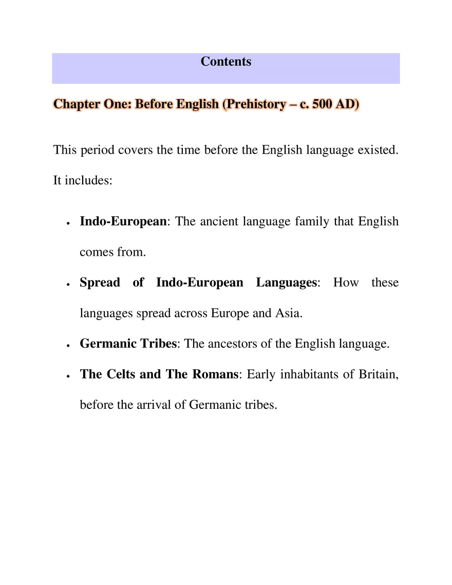 Before English (Prehistory - c. 500 AD) - Page 1